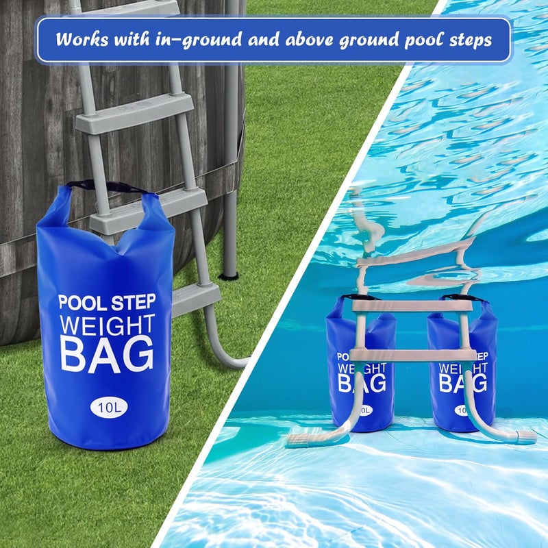 whumsdog Universal Pool Step Weights, Waterproof Swimming Pool Ladder Weights 10l No Breaken Above Ground Pool Ladder Sand Bags, Foldable Pool Stair Weights for Pool Steps, Easy&Quick Fill Sand(Blue-4PCS) - Image 4
